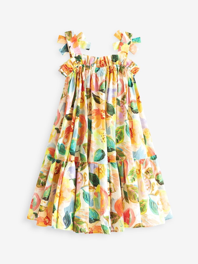 Pink Floral Tie Shoulder Printed Summer Dress (3-16yrs) - Image 6 of 6