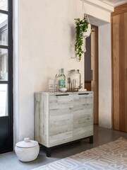 Grey Bronx Oak Effect Space Saving Small Sideboard - Image 2 of 9