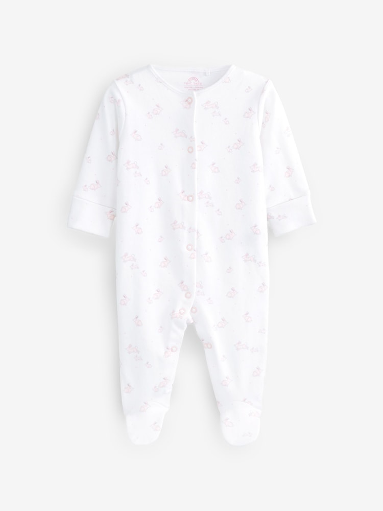 Pale Pink Floral 4 Pack Baby Sleepsuits (0-2yrs) - Image 1 of 12