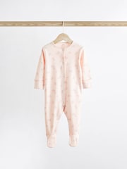 Pale Pink Floral 4 Pack Baby Sleepsuits (0-2yrs) - Image 10 of 12