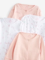 Pale Pink Floral 4 Pack Baby Sleepsuits (0-2yrs) - Image 11 of 12
