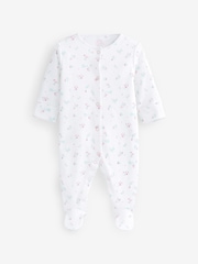 Pale Pink Floral 4 Pack Baby Sleepsuits (0-2yrs) - Image 4 of 12