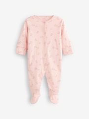 Pale Pink Floral 4 Pack Baby Sleepsuits (0-2yrs) - Image 5 of 12
