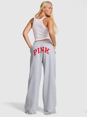 Victoria's Secret PINK Medium Heather Grey/ Red Wide Leg Fleece Joggers - Image 3 of 3