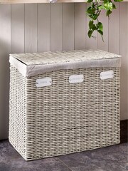 Grey Plastic Wicker Laundry Sorter - Image 1 of 4