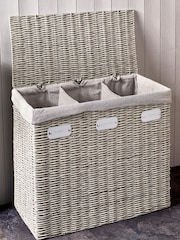 Grey Plastic Wicker Laundry Sorter - Image 2 of 4