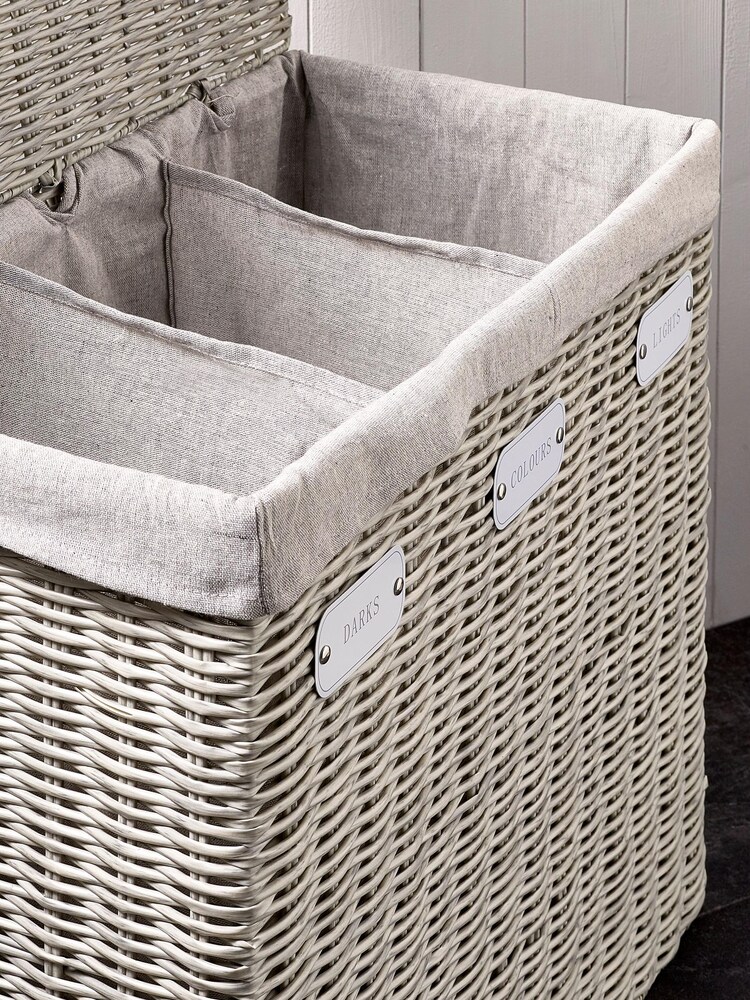 Grey Plastic Wicker Laundry Sorter - Image 3 of 4