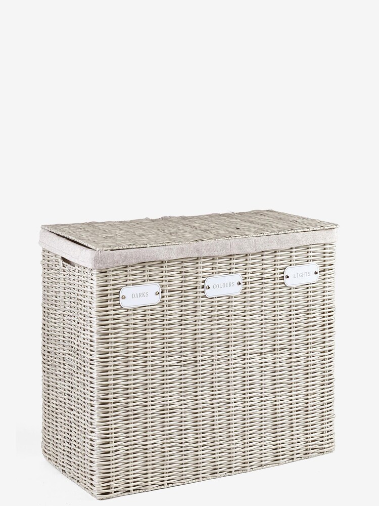Grey Plastic Wicker Laundry Sorter - Image 4 of 4