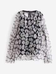 Charcoal Long Sleeve Animal Mesh Top (3-16yrs) - Image 1 of 2