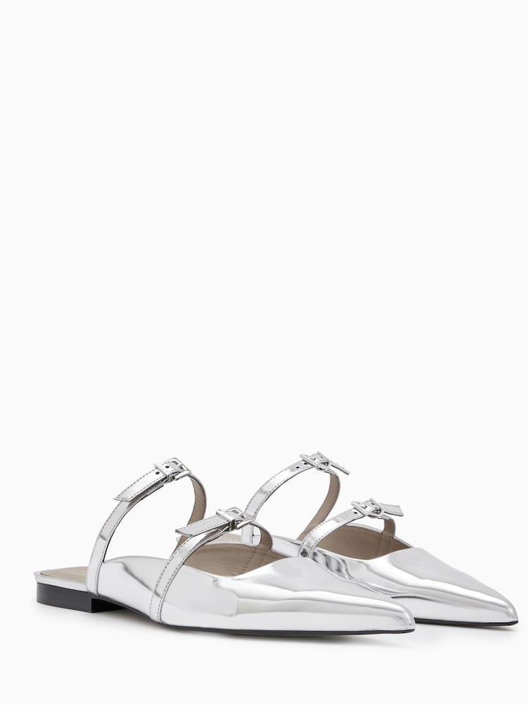 AllSaints Silver Shar Flat Shoes - Image 2 of 5
