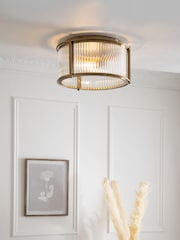 Brass Hertford 2 Light Flush Ceiling Light - Image 1 of 5