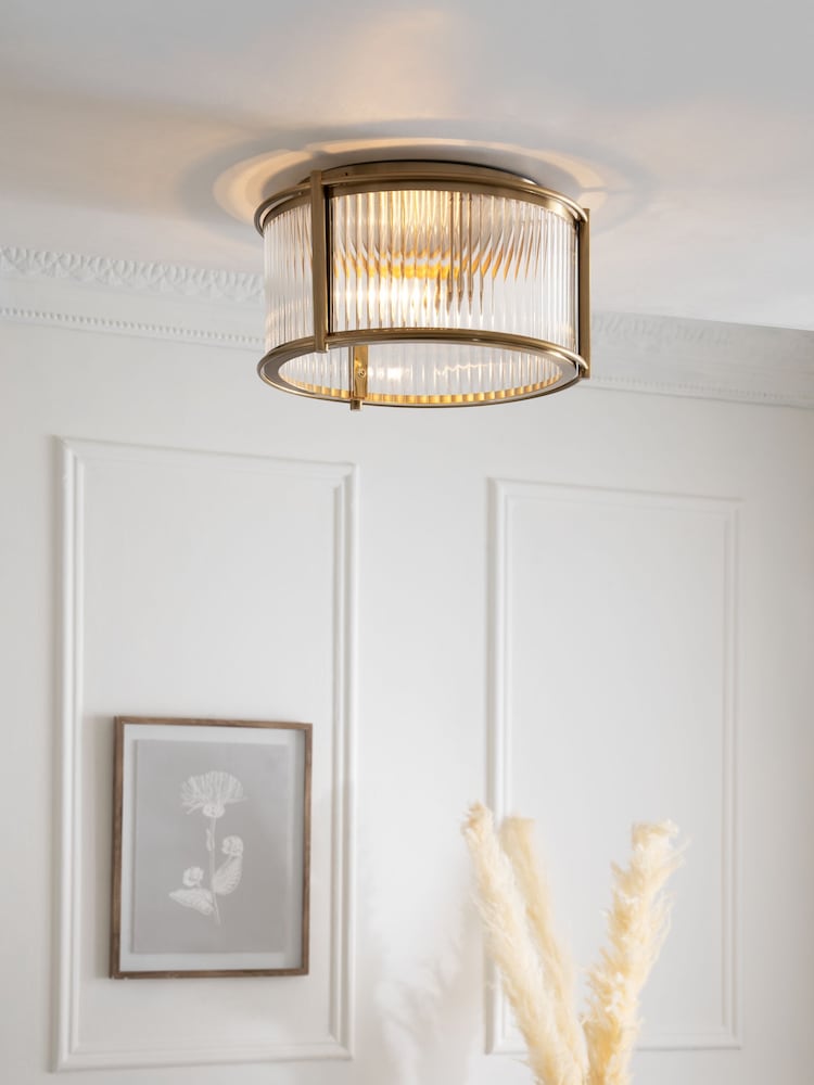 Brass Hertford 2 Light Flush Ceiling Light - Image 1 of 5