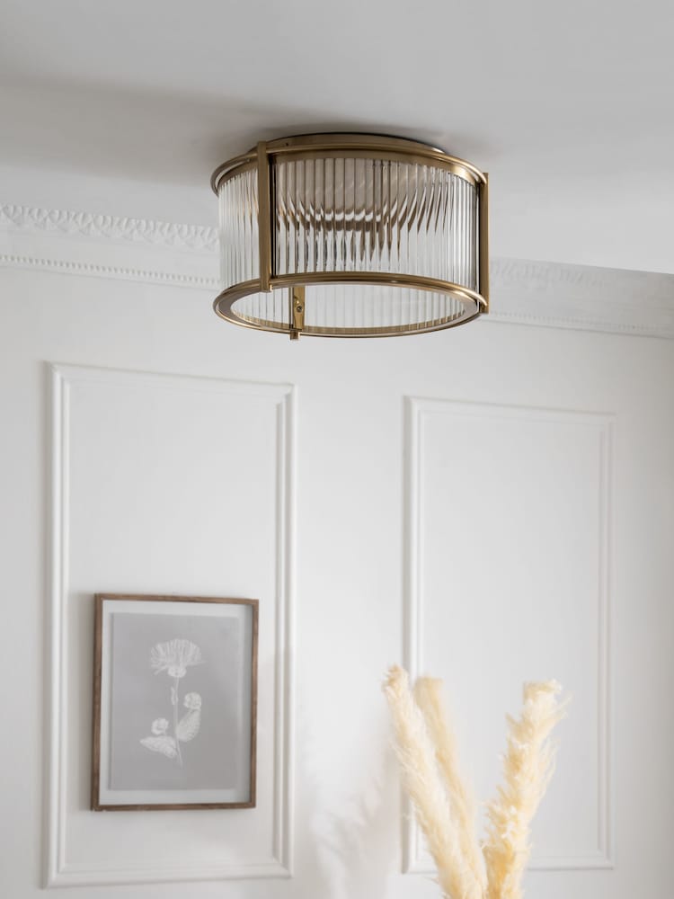 Brass Hertford 2 Light Flush Ceiling Light - Image 2 of 5