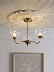 Brass Bourton 3 Light Flush Ceiling Light - Image 1 of 5