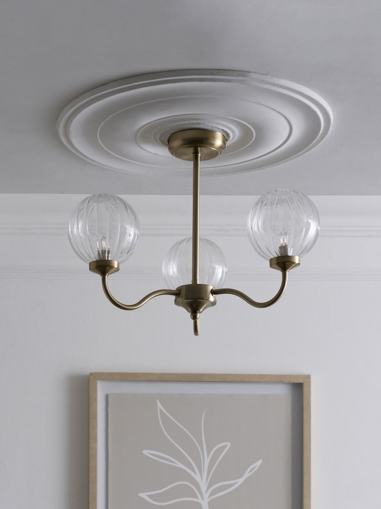 Brass Bourton 3 Light Flush Ceiling Light - Image 2 of 5