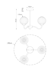 Brass Bourton 3 Light Flush Ceiling Light - Image 4 of 5