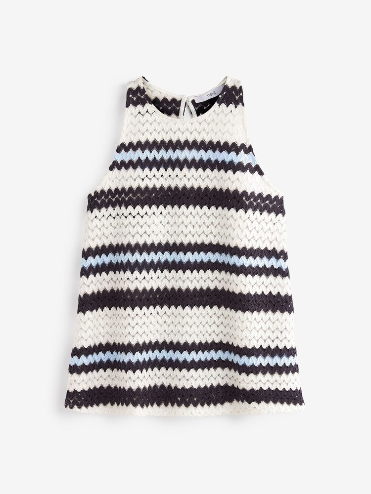 Blue/White Stripe Crochet Vest - Image 5 of 5