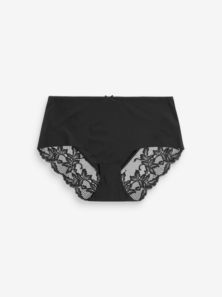Black/White/Nude Midi Lace No VPL Brazilian Briefs 5 Pack - Image 6 of 6