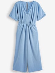 Blue Kimono Short Sleeve V-Neck Jumpsuit - Image 2 of 2