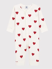 Белый короткий комбинезон с сердечками Petit Bateau - Изображение 1 из 3