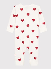 Белый короткий комбинезон с сердечками Petit Bateau - Изображение 2 из 3