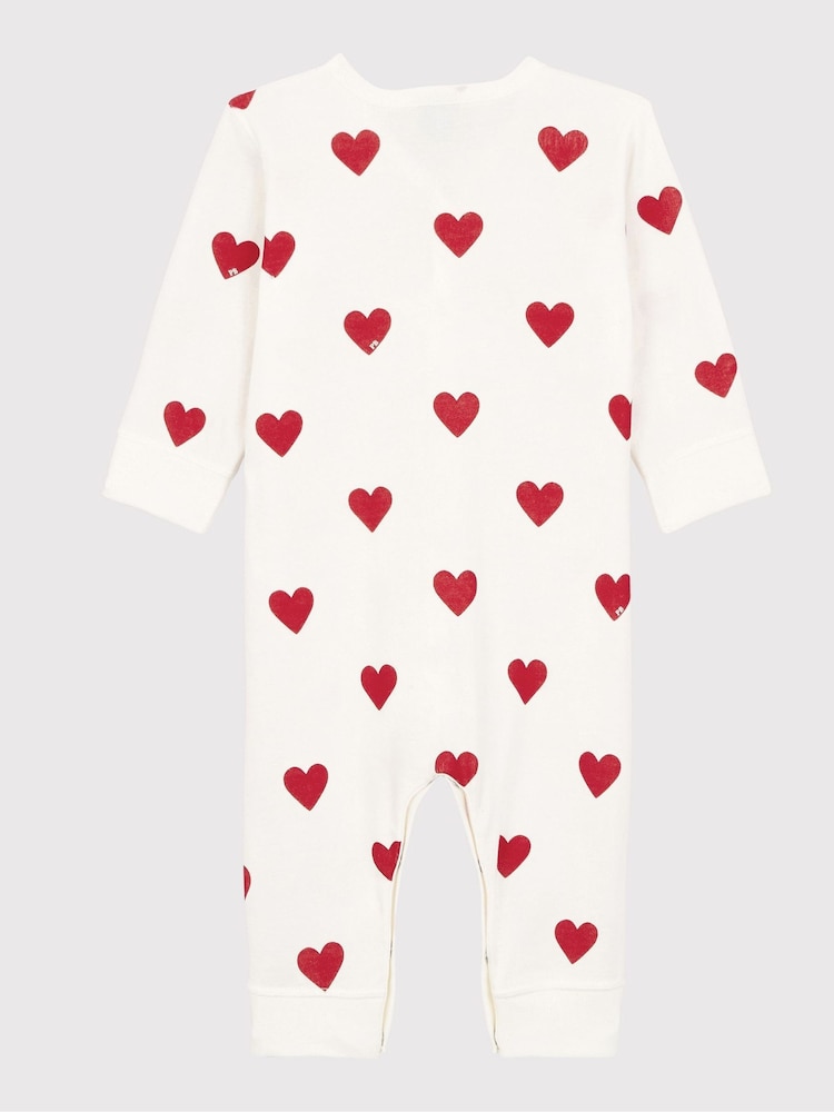 Белый короткий комбинезон с сердечками Petit Bateau - Изображение 2 из 3