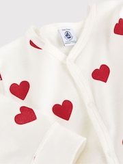 Белый короткий комбинезон с сердечками Petit Bateau - Изображение 3 из 3