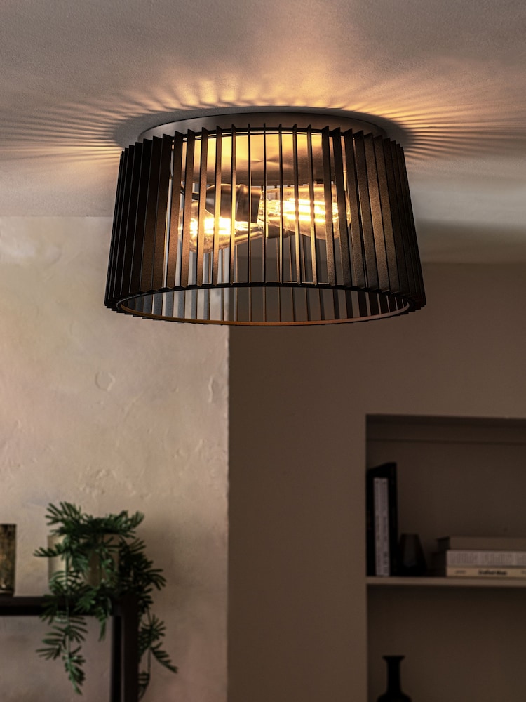 Black Brooklyn Flush Ceiling Fitting Ceiling Light - Image 1 of 7