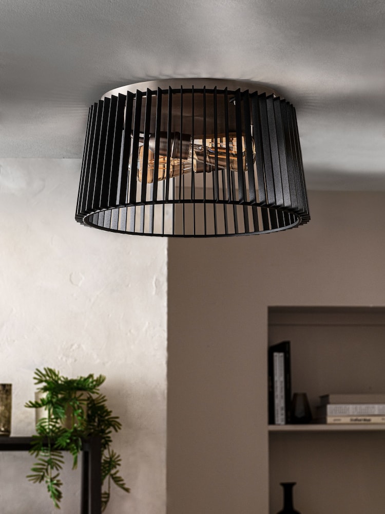 Black Brooklyn Flush Ceiling Fitting Ceiling Light - Image 2 of 7