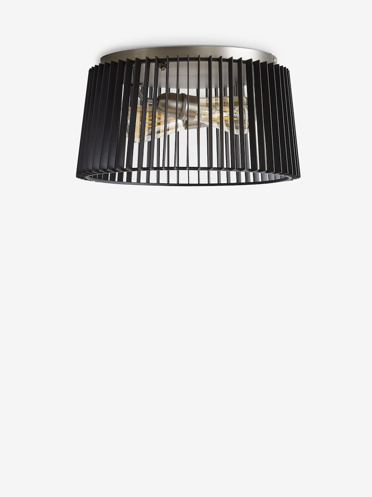 Black Brooklyn Flush Ceiling Fitting Ceiling Light - Image 8 of 8