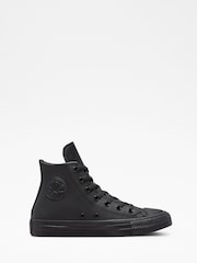 Converse Black Leather High Top Youth Trainers - Image 1 of 7