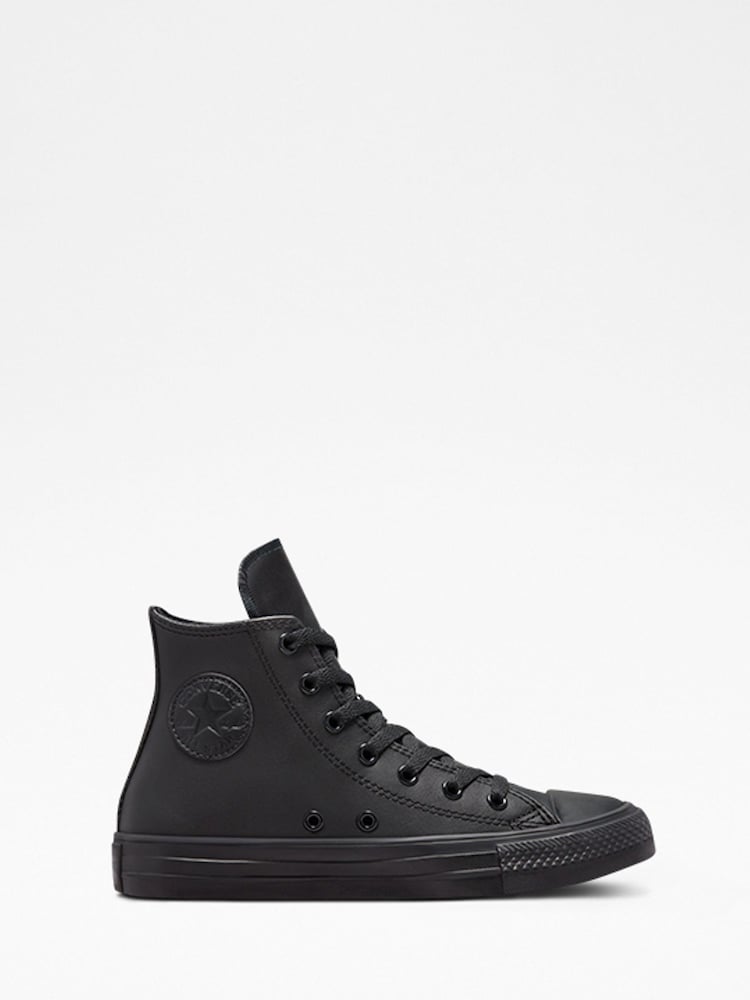 Converse Black Leather High Top Youth Trainers - Image 1 of 7
