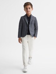 Reiss Navy Babbington 9-12 yrs Single Breasted Check Blazer - Image 1 of 6