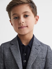 Reiss Navy Babbington 9-12 yrs Single Breasted Check Blazer - Image 4 of 6