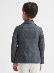 Reiss Navy Babbington 9-12 yrs Single Breasted Check Blazer - Image 5 of 6