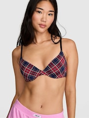 Victoria's Secret Pink Navy Blue Tartan Lightly Lined Bra - Image 1 of 2