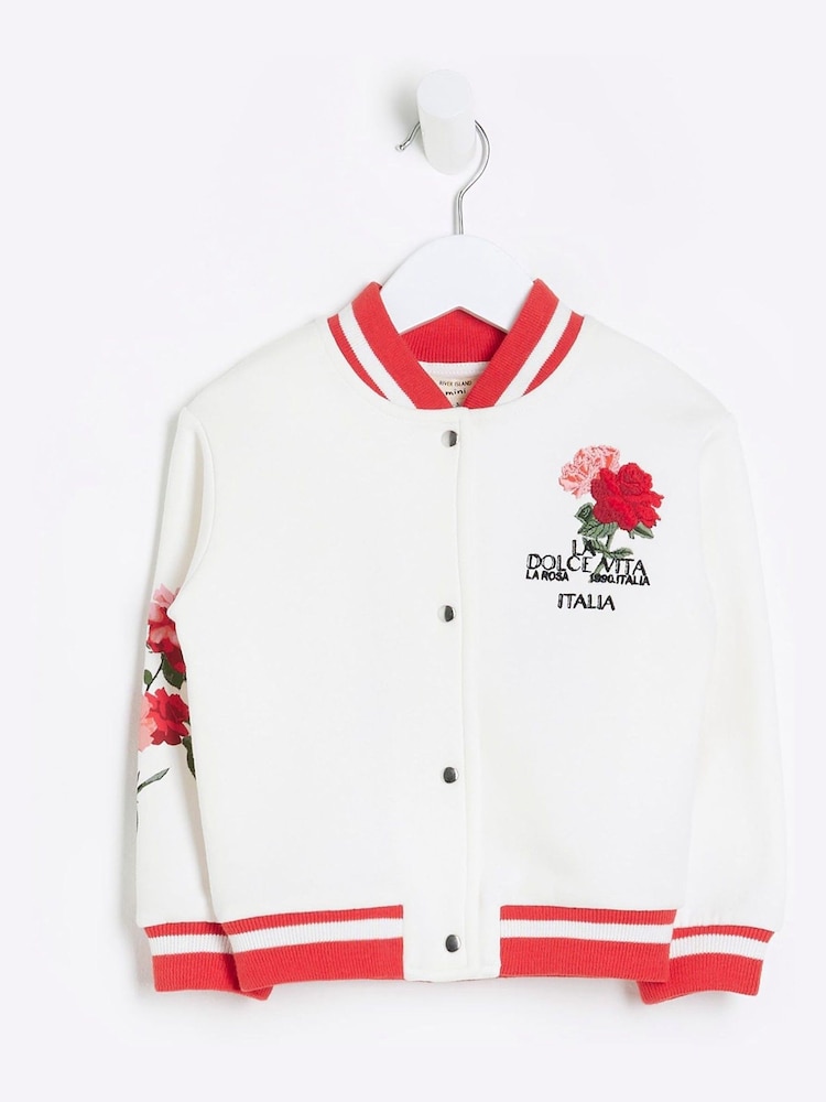 River Island Mini Girls 100% Cotton Floral Bomber Jacket - Изображение 1 из 4