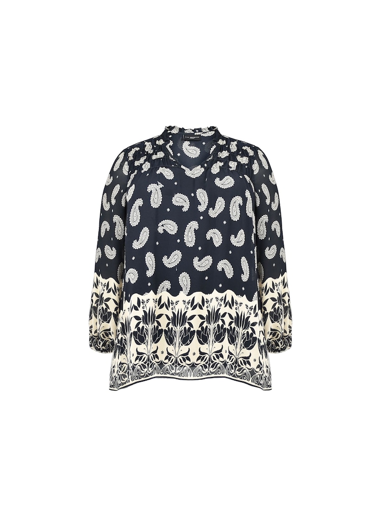 Live Unlimited Curve and Stone Paisley Print Ruched Front Black Blouse - Image 6 of 6