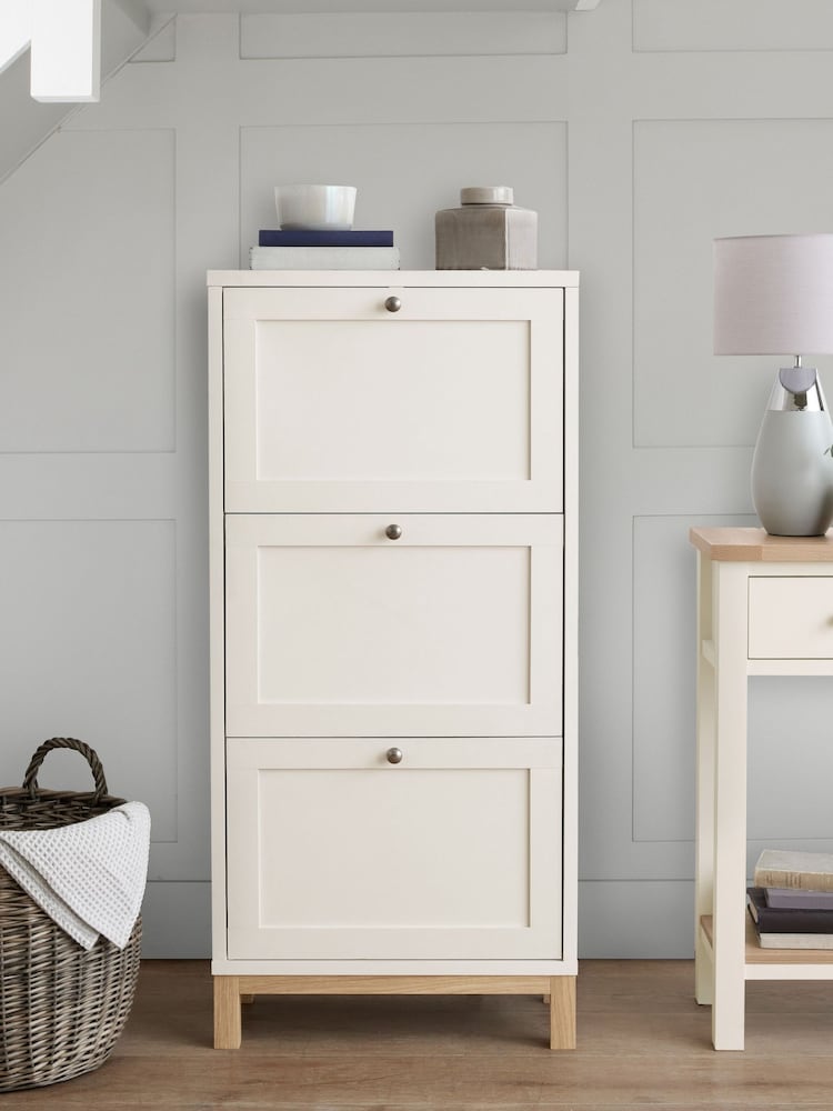 Cream Malvern Oak Effect Shoe Storage Cabinet - Image 1 of 9