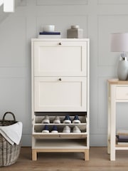 Cream Malvern Oak Effect Shoe Storage Cabinet - Image 2 of 9