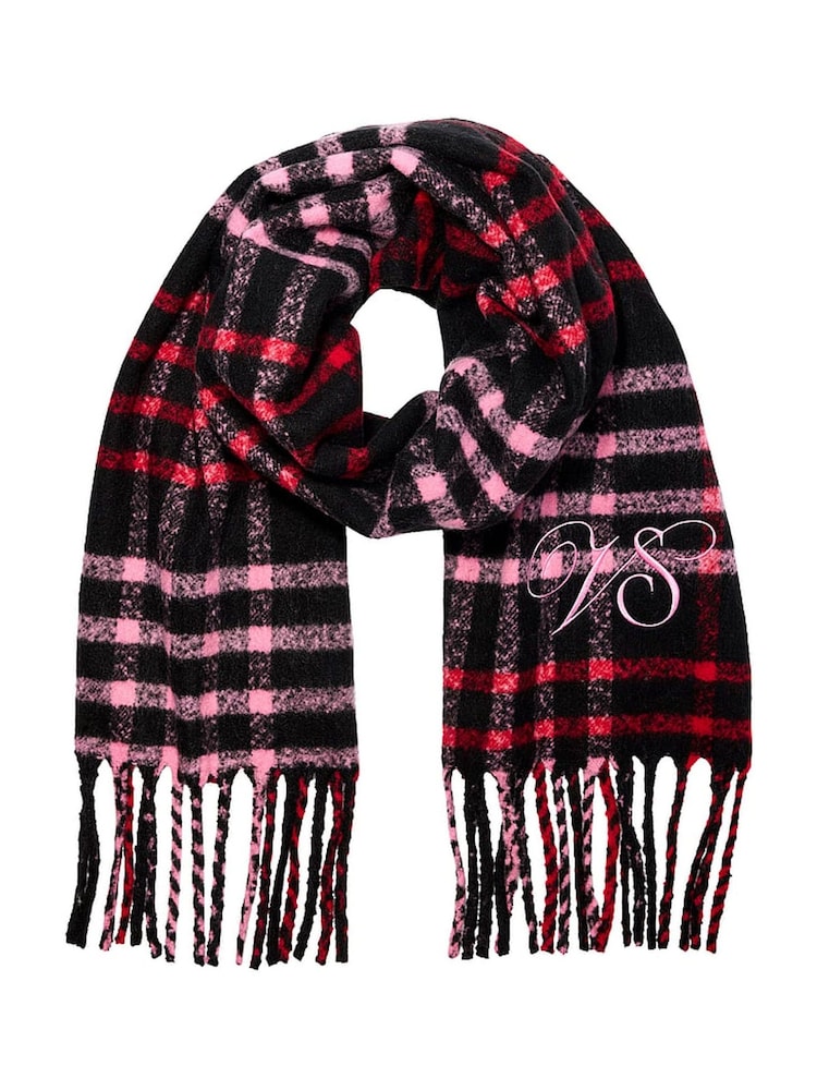 Victoria's Secret Red & Black Tartan Cosy Blanket Scarf - Image 1 of 2 Victoria's Secret Red & Black Tartan Cosy Blanket Scarf - Image 1 of 2