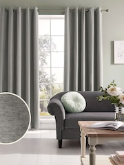 Laura Ashley Silver Grey Abbot Blackout Thermal Eyelet Curtains - Image 1 of 2