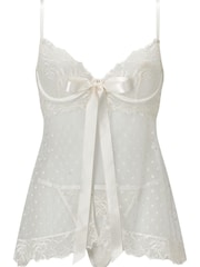 Weiß - Ann Summers Bon Bon Set mit Babydoll und Tanga aus Mesh - Bild 4 von 4