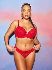 Ann Summers Red Sexy Lace Padded Plunge Bra - Image 1 of 11