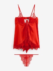 Ann Summers Red Unwrap Me Satin Babydoll Set - Image 4 of 6