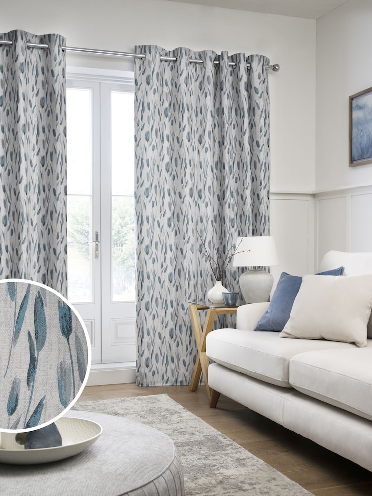 Next Tulip Jacquard Eyelet Lined Curtains - Image 1 of 6