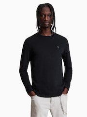 Черный - Длинная футболка с вырезомAllsaints из % хлопка 100 - Image 1 of 5