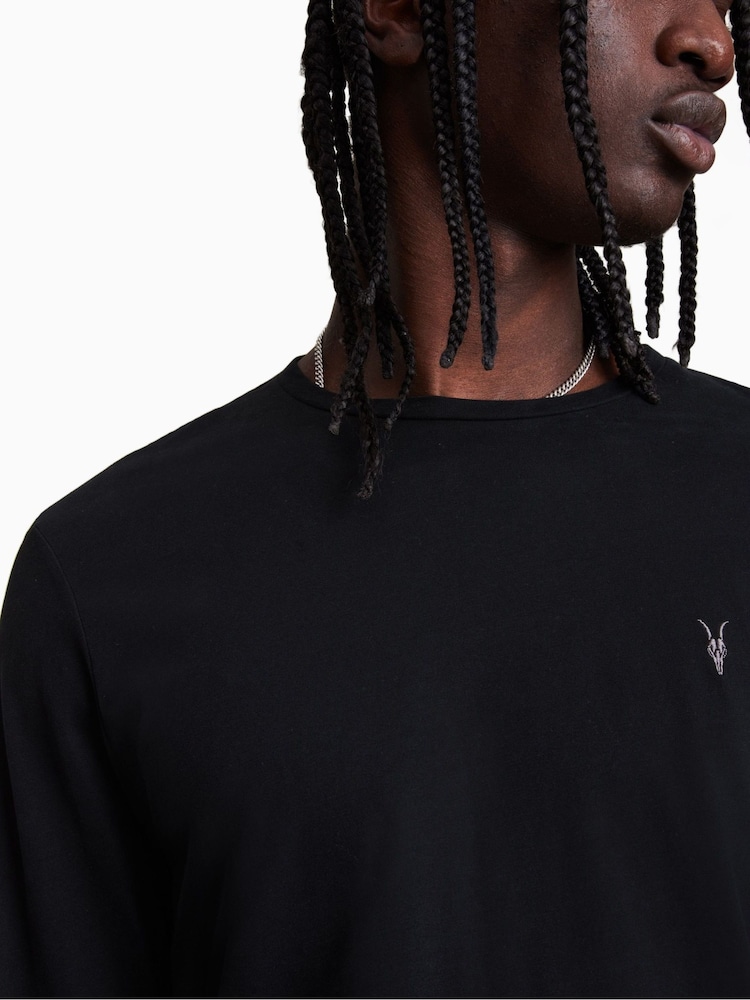 AllSaints Black Brace Long Sleeve 100% Cotton Crew T-Shirt - Image 4 of 5