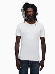 AllSaints White Figure Short Sleeve Crew 100% Cotton T-Shirt - Image 1 of 5