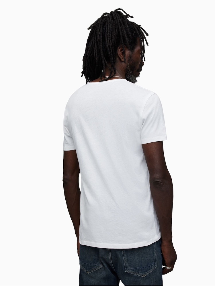 AllSaints White Figure Short Sleeve Crew 100% Cotton T-Shirt - Image 2 of 5